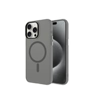 Apple iPhone 15 Pro Max Uyumlu Kılıf Zore M-safe Şarj Özellikli Buzlu Transparan C-Pro Sert Kapak (Koyu Gri)