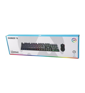 SİYAH GÖKKUŞAĞI IŞIKLI USB KABLOLU OYUNCU KLAVYE - MOUSE SET (5343)