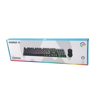 SİYAH GÖKKUŞAĞI IŞIKLI USB KABLOLU OYUNCU KLAVYE - MOUSE SET (5343)