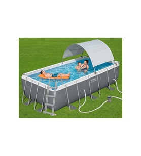 Bestway Steel Pro MAX Yer Üstü Gölgelikli Prefabrik Dikdörtgen Havuz Seti 404 cm x 201 cm x 100 cm 56441 BW593