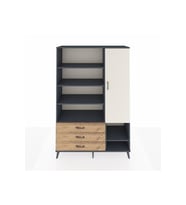 Hyperion Dolap 9 Raflı 3 Çekmeceli Tek Kapaklı  132x44x195 Antrasit-Aytaşı/Çam