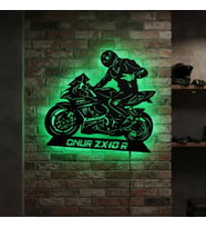 Kişiye veya Fotoğrafa Özel Led Işıklı Ahşap Hediyelik Motosiklet Tabloları, Dekor