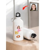 Kız Kardeşe Doğum Günü Hediyesi Karikatürlü 600 ML Kapaklı Su Matarası