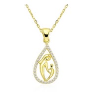 Gümüş Gold Damla Anne Çocuk Kolyesi
