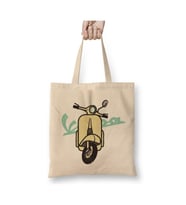Vespa 01 Beyaz Bez Çanta Uzun Saplı Alışveriş Çantası Plaj Çantası