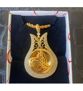 22 AYAR ALTIN KAPLAMA KADIN GOLD HALAT KORDON ZİNCİRLİ TUGRA KOLYE