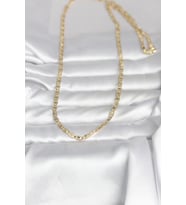 14K Gold Renk Lazer Kesim Zincirli 60 cm Kadın Kolye (CM) (Standart)
