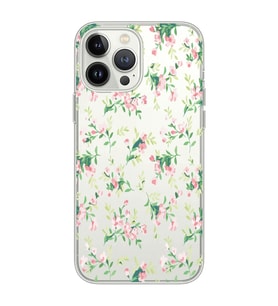 Iphone 15 Pro Uyumlu Çiçek Desenli Şeffaf Telefon Kılıfı