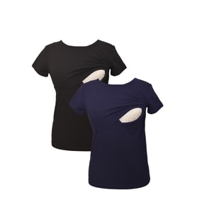 LuvmaBelly MYRA2501_2504 Emzirme tshirt seti (Siyah-Lacivert)