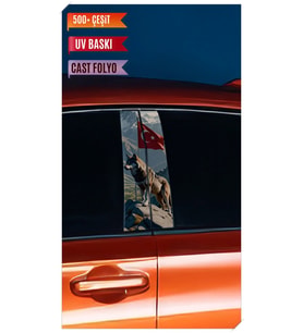Araç Kapı Direk Kaplama Folyosu Türk Kurt Desenli (Sağ Sol Takım) (2 Adet) - 22x (Çok Renkli)