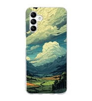 Samsung Galaxy A04S Uyumlu Doğa ve Bulut Desenli Şeffaf Telefon Kılıfı