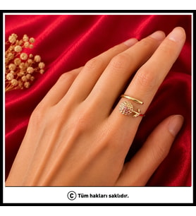 Trend Ekim Ayı Pembe Turmalin & Kozmos Doğum Çiçeği Yüzüğü