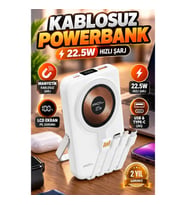 LCD Ekranlı Manyetik Kablosuz Powerbank – 22.5W Hızlı Şarj Type-C ve USB
