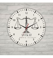 Kişiye Özel Avukat Logolu Metal Duvar Saati - Hukuk Bürosu Hediyesi 29 cm
