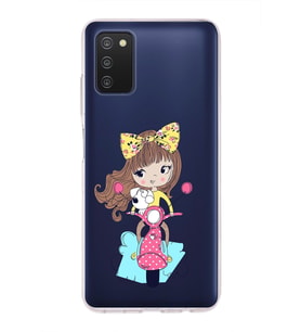 Samsung Galaxy A03s Uyumlu Kapak Vespagirl Tasarımlı Şeffaf Silikon Kılıf