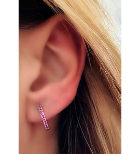 pembe zirkon taşlı gümüş halka küpe 1.5 cm