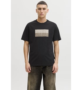 Jack & Jones JCOFUSION Dots Print Erkek Tişört Bisiklet Yaka Kısa Kollu (Siyah)