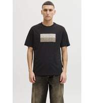 Jack & Jones JCOFUSION Dots Print Erkek Tişört Bisiklet Yaka Kısa Kollu (Siyah)