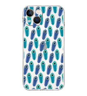 PrintiFy iPhone 13 ile Uyumlu Nazar Boncuğu 4 Baskılı Kamera Korumalı Şeffaf Silikon Kılıf