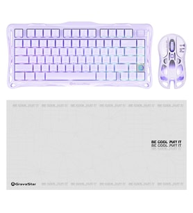 Gravastar V75 Manyetik Kablolu Gaming Klavye, M1 Pro Kablosuz Optik Mouse ve Mousepad Oyuncu Seti, Lavender Purple