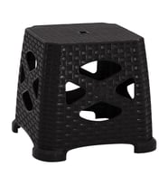 Mandella Sağlam Plastik Elit Rattan Küçük Tabure (6 Adet) Kahverengi