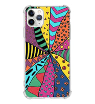 PrintiFy Apple iPhone 11 Pro Max Uyumlu Retro Color 4 Baskılı Şeffaf Köşe Korumalı Antişok Kılıf