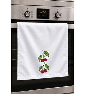 Valerine Life El Kurulama Havlusu 30x50cm Mutfak, Fırın için Pamuklu Emici Dalında Kiraz