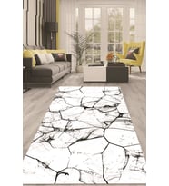 Dijital Kaymaz Taban Yıkanabilir Modern Renkli Salon Halısı Mutfak Halısı Yolluk ND-HT-15 (Beyaz)