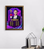 BK Gift Kişiye Özel Doğal Masif Ahşap Çerçeveli Tablo 45x65cm Futbolcu Kartı-1