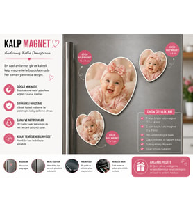Kalp Fotoğraf Magneti Kız Bebeğe Kişiselleştirilebilir Sevimli Hatıra Hediyesi