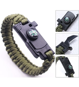 9595 Pusulalı & Bıçaklı Paracord Bileklik Haki