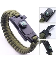 9595 Pusulalı & Bıçaklı Paracord Bileklik Haki