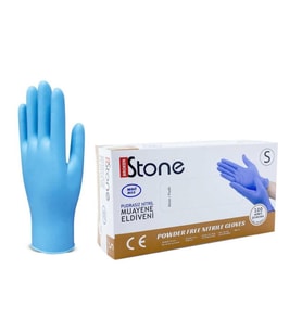 Stone Nitril Pudrasız Mavi Muayene Eldiveni 100' lü Paket Small