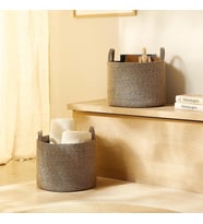 Ocean Home Textile 2'li Siyah Kırçıllı Jüt Halat Sepet Set 35 x 27 cm