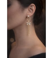 GOLDEN BLOOM ZİNCİR ÇEÇEK DETAYLI IŞILTILI SALLANTILI KÜPE HEDİYELİK