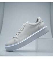 Growish GR0476 Hakiki Deri Üst Kalite Business Kırık Beyaz Hafif EVA Taban Tamamı Beyaz Renk Sneaker Erkek Ayakkabı