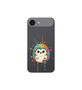 iPhone 17 Air ile Uyumlu Splash Kirpi Tasarımlı Şeffaf Silikon Kılıf