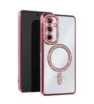 Samsung Galaxy S25 Kılıf Joke Simli Magneticsafe Kılıf - Pembe
