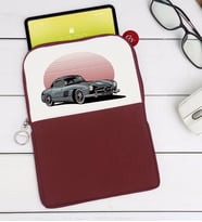 BK Gift Klasik Araç Tasarımlı Taşınabilir Koruyucu Tablet Kılıfı & Organizer Çanta - Bordo-9