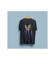 Oversize Montlu Kedi Baskılı Unisex T-shirt (Siyah)
