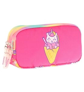 Kaukko Kids Üç Bölmeli Fuşya, Dondurma ve Unicorn, Kız Çocuk Okul Kalemliği - L8227 (Çok Renkli)