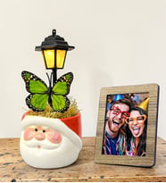 Noel Baba Tasarımlı Masa Lambası Ahşap Fotoğraf Çerçeveli
