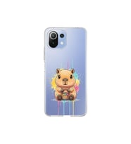 Xiaomi Mi 11 Lite ile Uyumlu Splash Kapibara Tasarımlı Şeffaf Silikon Kılıf