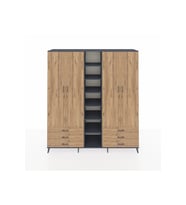 Hyperion Gardrop 13 Raflı 6 Çekmeceli 2 Askılı 220x44x243 Antrasit-Çam/Çam