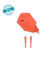 ttec SmartCharger GAN 20W PD Seyahat Hızlı Şarj Aleti + USB-C - Lightning 120cm Kablo Neon
