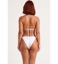 Kadın Bikini Takımı Üçgen Kap Kolsuz Düz Desen Döküm Aksesuarlı Balensiz Bağlama Bağcık Örme Raşel