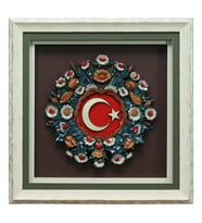 e38 EL İŞÇİLİĞİ AY YILDIZ KAĞIT RÖLYEF TABLO 72x72 CM - 6351