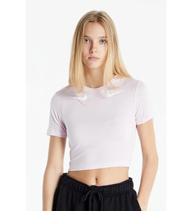 Nike Double Swoosh Crop Fit Tee Pink Likralı ince Crop Kısa Tişört Pembe