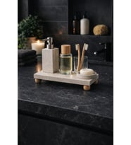 Doğal Mermer Banyo Organizer Tepsisi 12,5×25 cm – Ayaklı Mermer Tepsi  Lavabo Üstü Düzenleyici