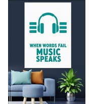 Müzik Dinleyen Kulaklık Logosu Dekoratif Kanvas - Mdf Ahşap Tablo